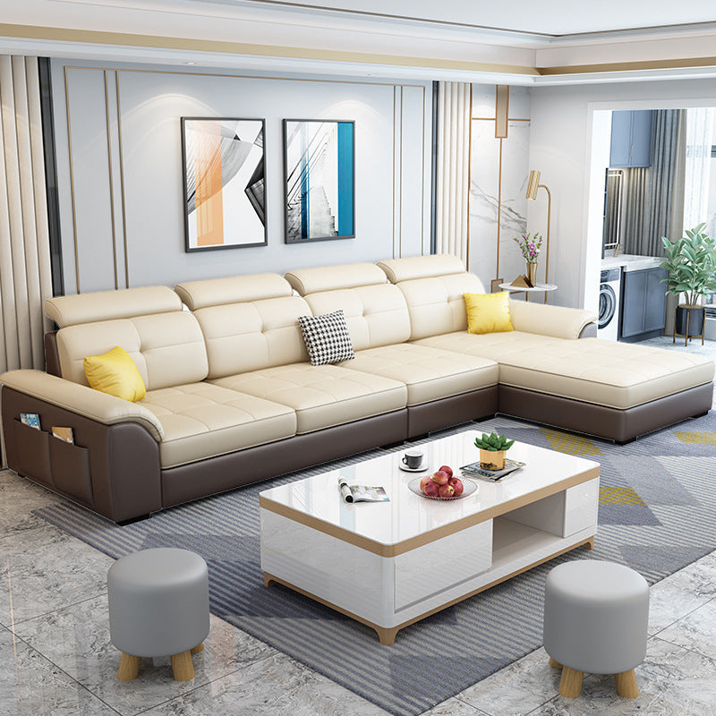 Nordic Style Sofa Bed Latex/sponge Seat Filling Imitation Leather Sofa