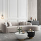 Scandinavian Cream Tight Back Sofa/Sectional with Curved Corner for Living Room