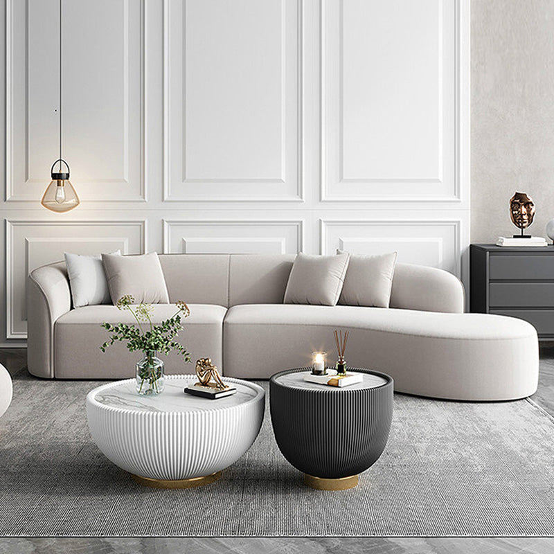 Scandinavian Cream Tight Back Sofa/Sectional with Curved Corner for Living Room