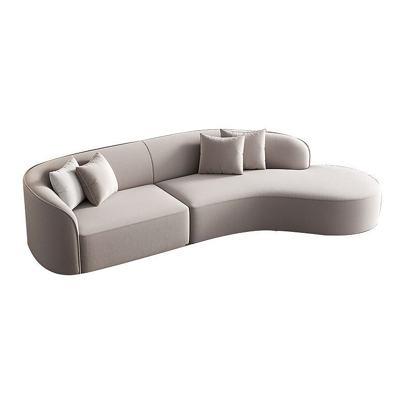 Scandinavian Cream Tight Back Sofa/Sectional with Curved Corner for Living Room