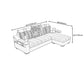 Blue Linen Blend Sloped Arms Sofa/Sectional with Slipcovered and Storage