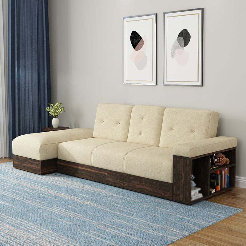 94.49" W √ó 39.37" D √ó 30.71" H Linen Blend One Arm Sectional with Storage