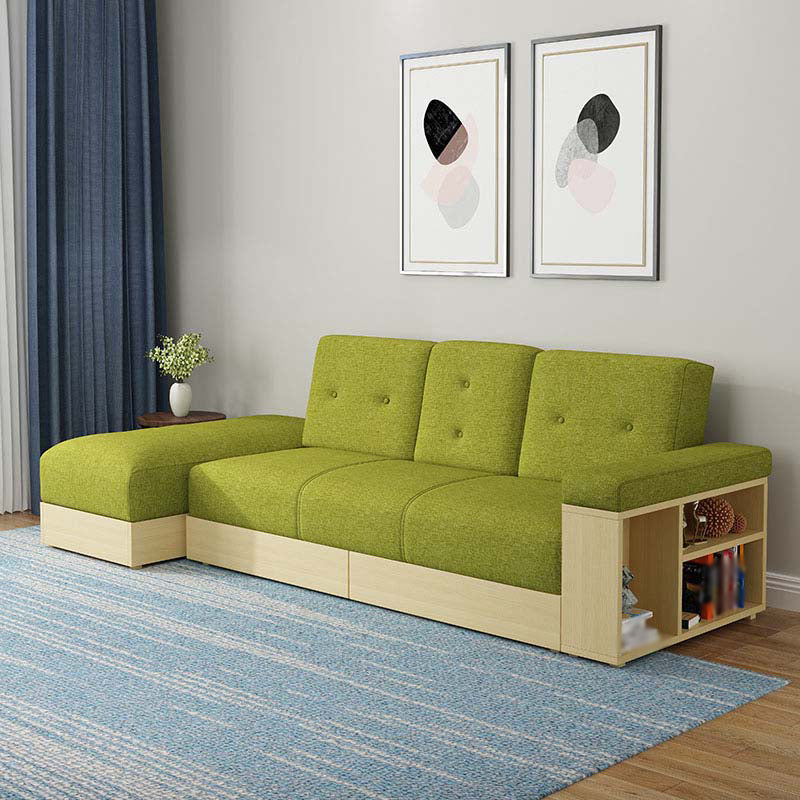94.49" W √ó 39.37" D √ó 30.71" H Linen Blend One Arm Sectional with Storage