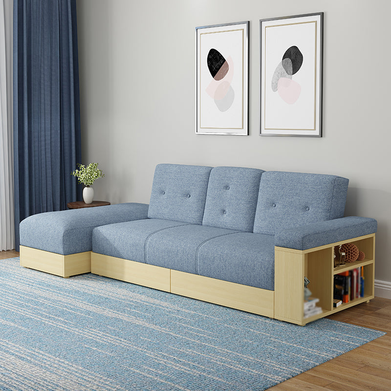 94.49" W √ó 39.37" D √ó 30.71" H Linen Blend One Arm Sectional with Storage