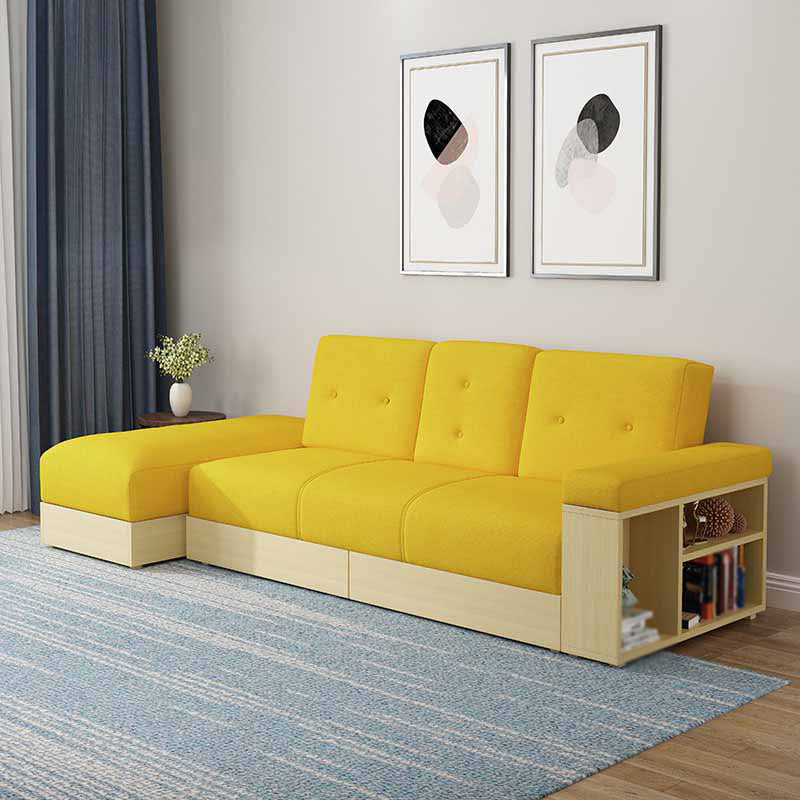 94.49" W √ó 39.37" D √ó 30.71" H Linen Blend One Arm Sectional with Storage
