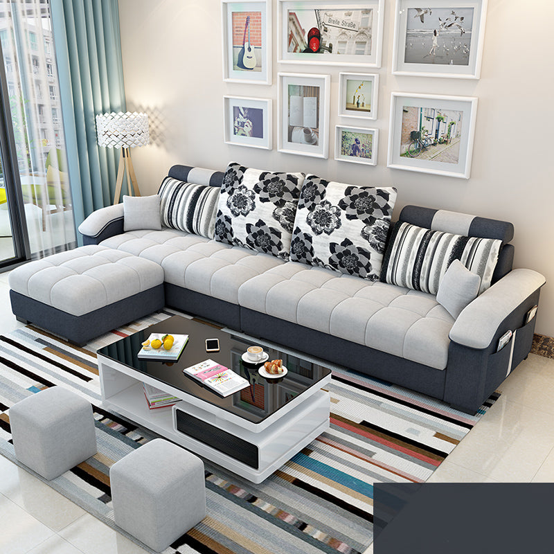 106.3" W √ó 57.09" D √ó 35.43" H Sloped Arms Sectional with Storage and Slipcovered