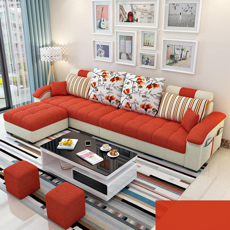 106.3" W √ó 57.09" D √ó 35.43" H Sloped Arms Sectional with Storage and Slipcovered