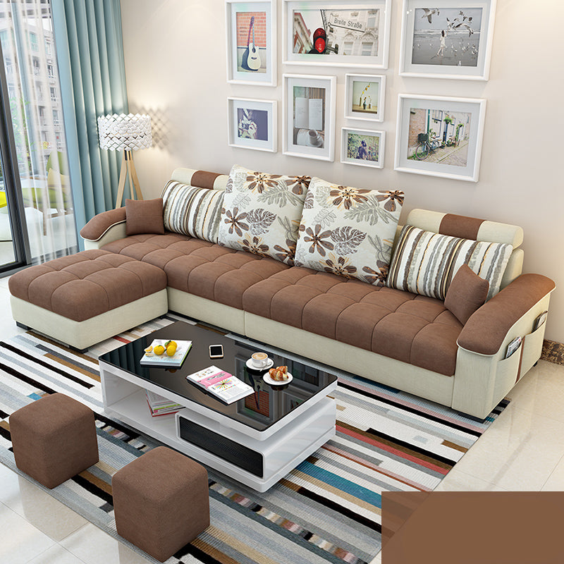 106.3" W √ó 57.09" D √ó 35.43" H Sloped Arms Sectional with Storage and Slipcovered