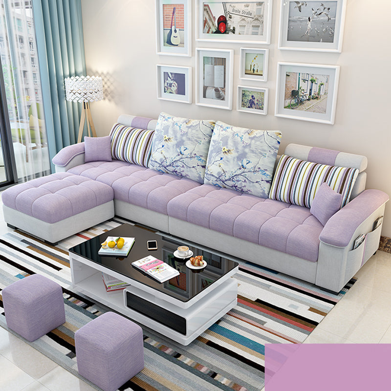 106.3" W √ó 57.09" D √ó 35.43" H Sloped Arms Sectional with Storage and Slipcovered