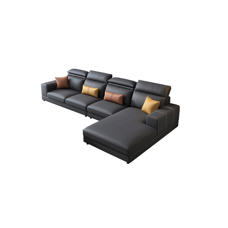 L-Shape High Back Faux Leather Square Arm Sectional with Wear-Resisting 127"L x 71"W x 39"H Dark Gray Clearhalo 'furn' 'furn_sectionals' 'Furniture' 'Living Room Furniture' 'Sectionals' 5263707