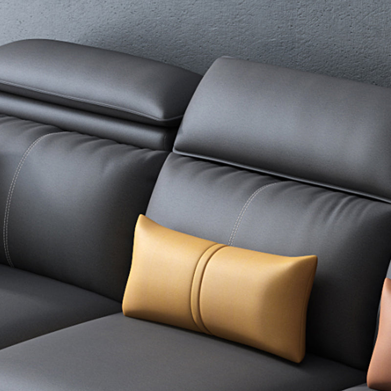 L-Shape High Back Faux Leather Square Arm Sectional with Wear-Resisting Clearhalo 'furn' 'furn_sectionals' 'Furniture' 'Living Room Furniture' 'Sectionals' 5263708