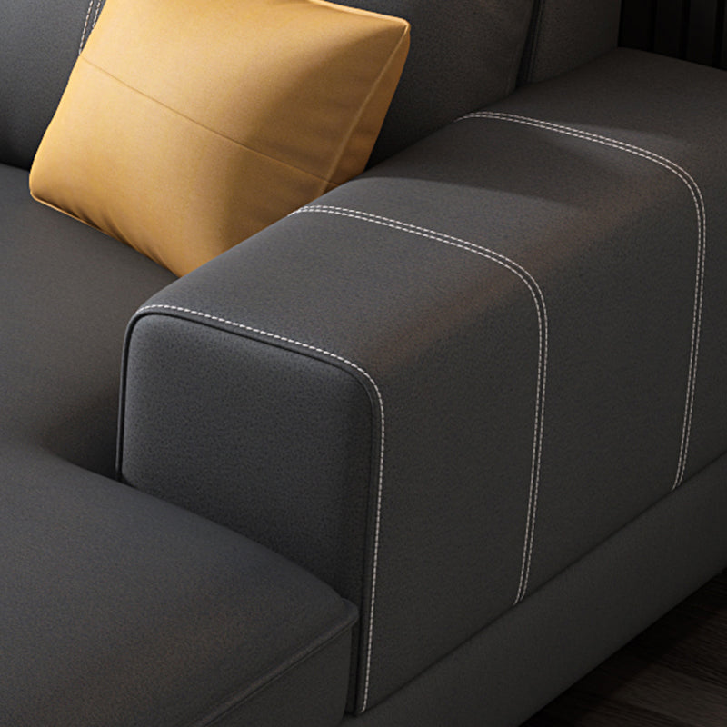 L-Shape High Back Faux Leather Square Arm Sectional with Wear-Resisting Clearhalo 'furn' 'furn_sectionals' 'Furniture' 'Living Room Furniture' 'Sectionals' 5263710