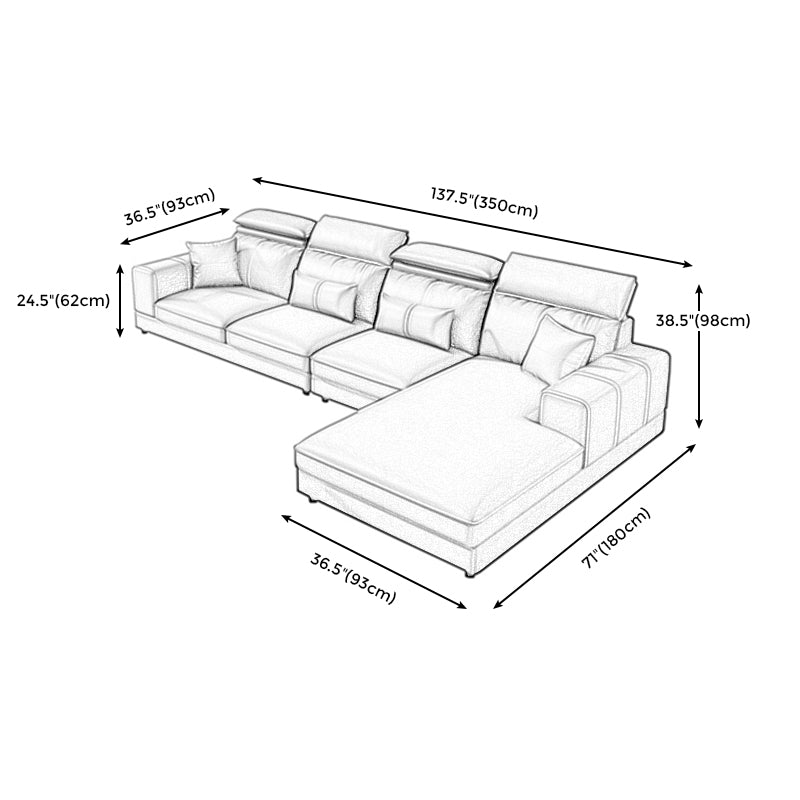 L-Shape High Back Faux Leather Square Arm Sectional with Wear-Resisting Clearhalo 'furn' 'furn_sectionals' 'Furniture' 'Living Room Furniture' 'Sectionals' 5263714
