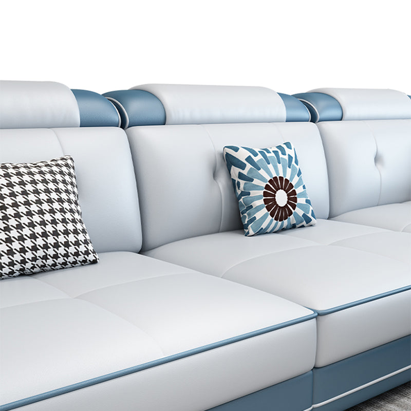 Sectional de 4 plazas en forma de L de cuero falso con almacenamiento y cojín