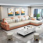 FAUX Cuir L-Shape 4 places Sectional avec rangement et coussin en arrière