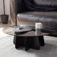 Modern Style White Slate & Grey Glass Top Iron Craft Round Coffee Table Gray Clearhalo 'Coffee & Accent Tables' 'Coffee Tables' 'coffee_tables' 'furn' 'furn_coffee_tables' 'Furniture' 'Living Room Furniture' 5263850