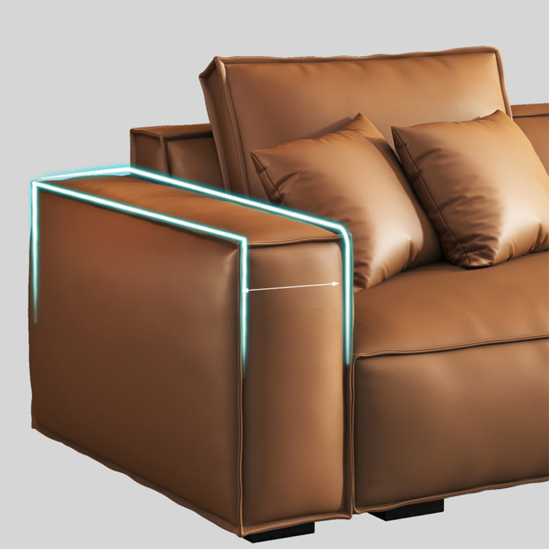 Tanna in vera pelle di divano a braccio quadrato stretto/sezionale per soggiorno