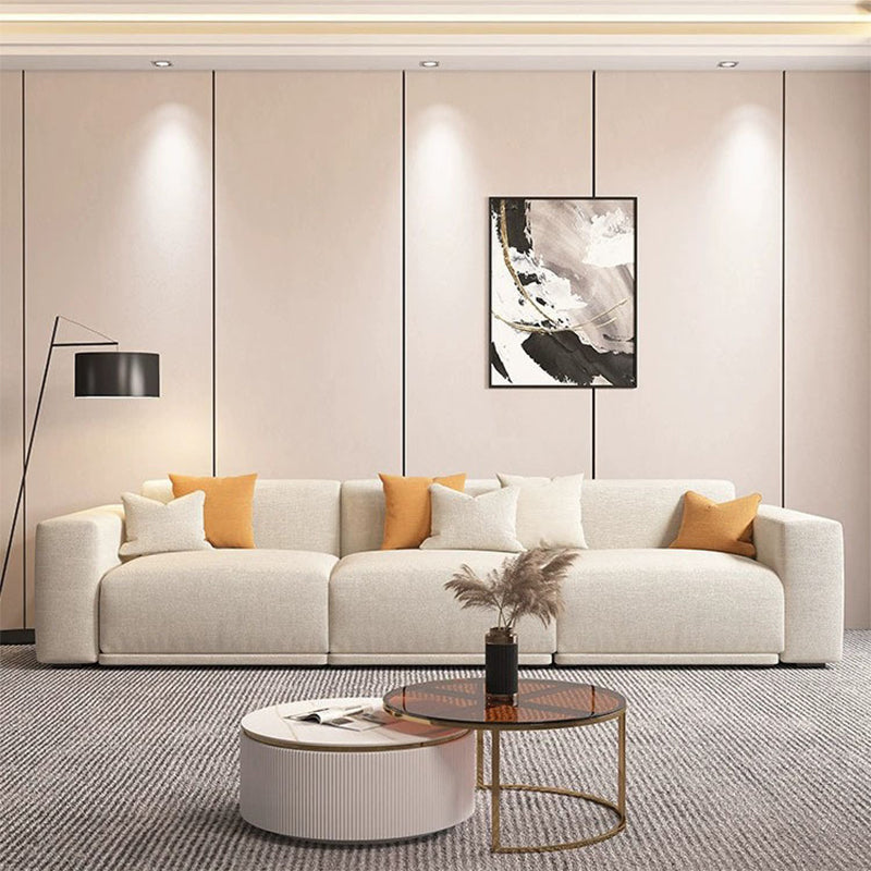 Scandinavian Tight Back Square Arm Sofa/Sectional with Stationary for Living Room 110"L x 39"W x 30"H Faux Leather Clearhalo 'furn' 'furn_sectionals' 'Furniture' 'Living Room Furniture' 'Sectionals' 5266432