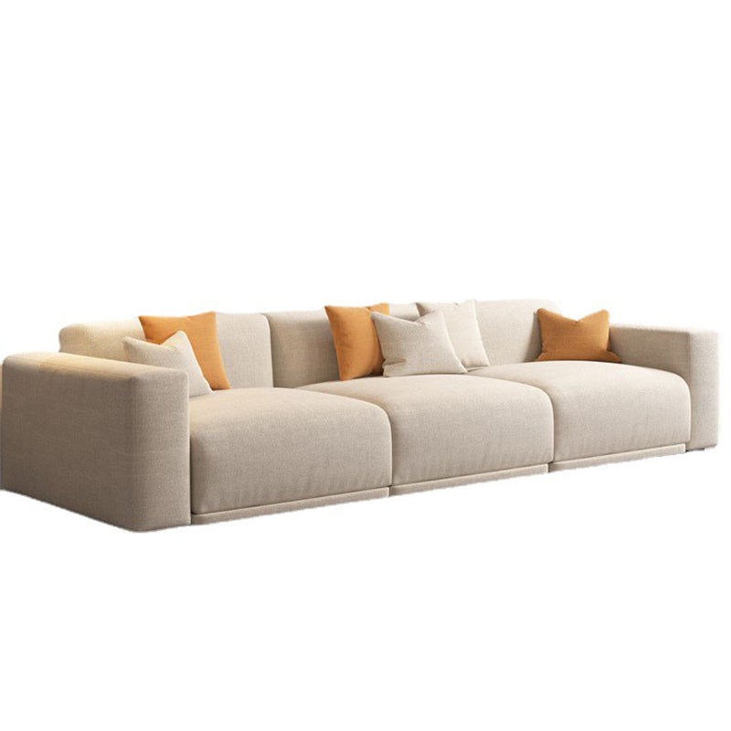 Scandinavian Tight Back Square Arm Sofa/Sectional with Stationary for Living Room 102"L x 39"W x 30"H Linen Blend Sponge Clearhalo 'furn' 'furn_sectionals' 'Furniture' 'Living Room Furniture' 'Sectionals' 5266441