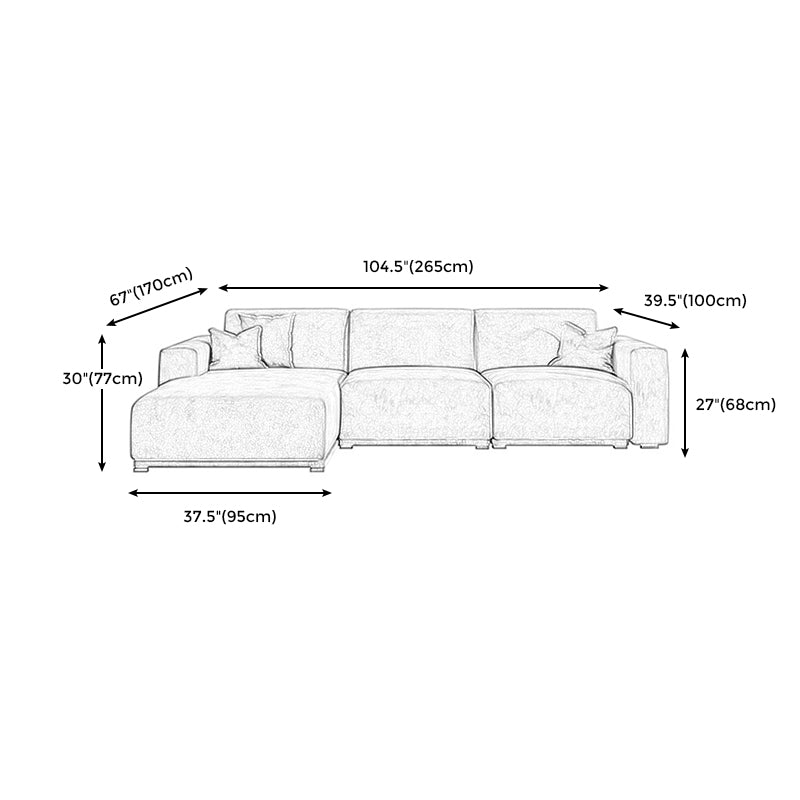 Scandinavian Tight Back Square Arm Sofa/Sectional with Stationary for Living Room Clearhalo 'furn' 'furn_sectionals' 'Furniture' 'Living Room Furniture' 'Sectionals' 5266447