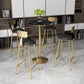 Glam Style Bar Table Artificial Marble Top Bistro Table with Gold Pedestal