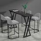Mesa de comedor de barra de piedra Mesa de comedor de barra industrial con base de trineo negra