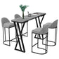 Mesa de comedor de barra de piedra Mesa de comedor de barra industrial con base de trineo negra