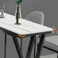 Mesa de comedor de barra de piedra Mesa de comedor de barra industrial con base de trineo negra