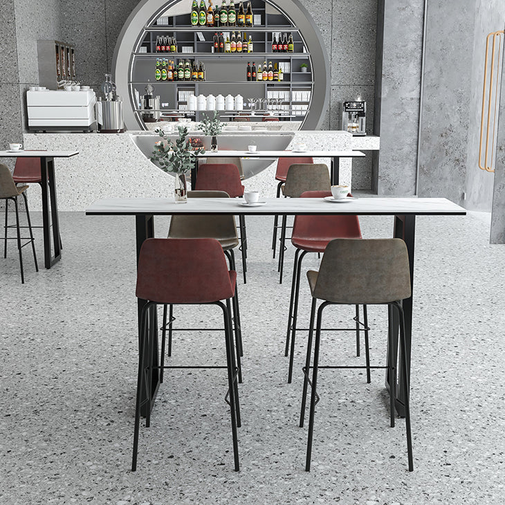Rechthoek Stone Bistro Accent Dining Table Industriële Sled Indoor Pub Table