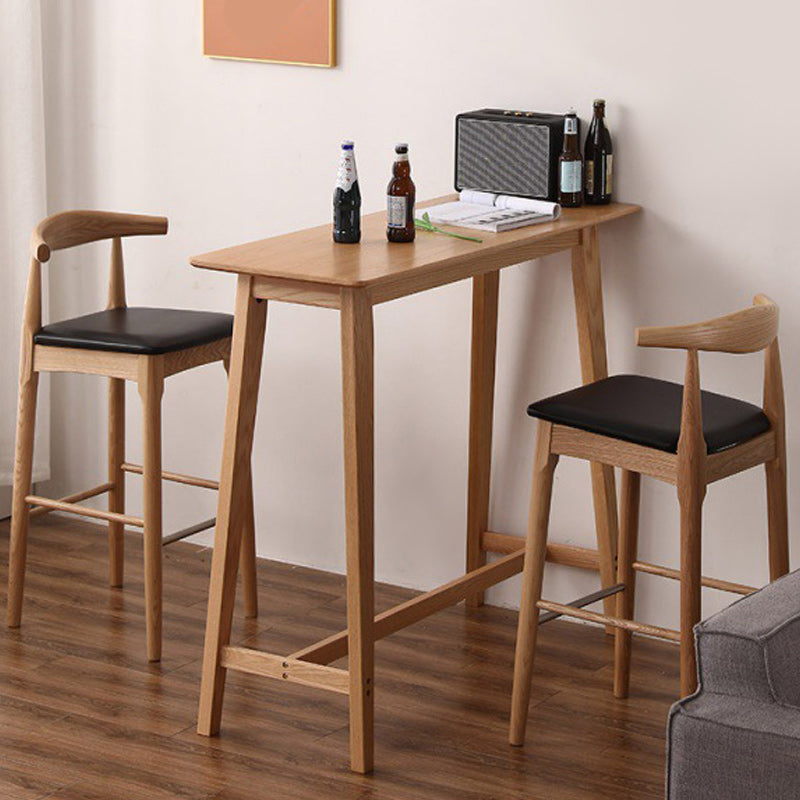 Solid Wood Bar Table Traditional Luxury Rectangle Bar Table with Trestle Base Natural Without Chairs Clearhalo 'Bar Furniture' 'Bar Tables' 'bar_tables' 'furn' 'furn_bar_tables' 'Furniture' 'Kitchen & Dining Furniture' 5267680