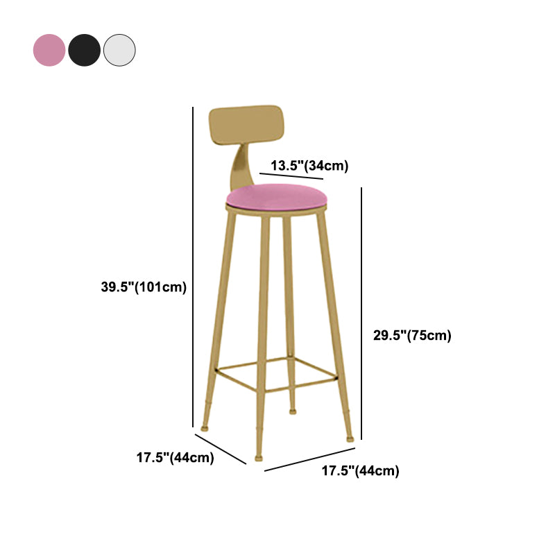 Nordic Glam Style Bar Stool Round Counter Bar Stool with Metal Legs Clearhalo 'Bar Furniture' 'Bar Stools' 'bar_stools' 'furn' 'furn_bar_stools' 'Furniture' 'furniture_bar_stools' 'Kitchen & Dining Furniture' 5267862
