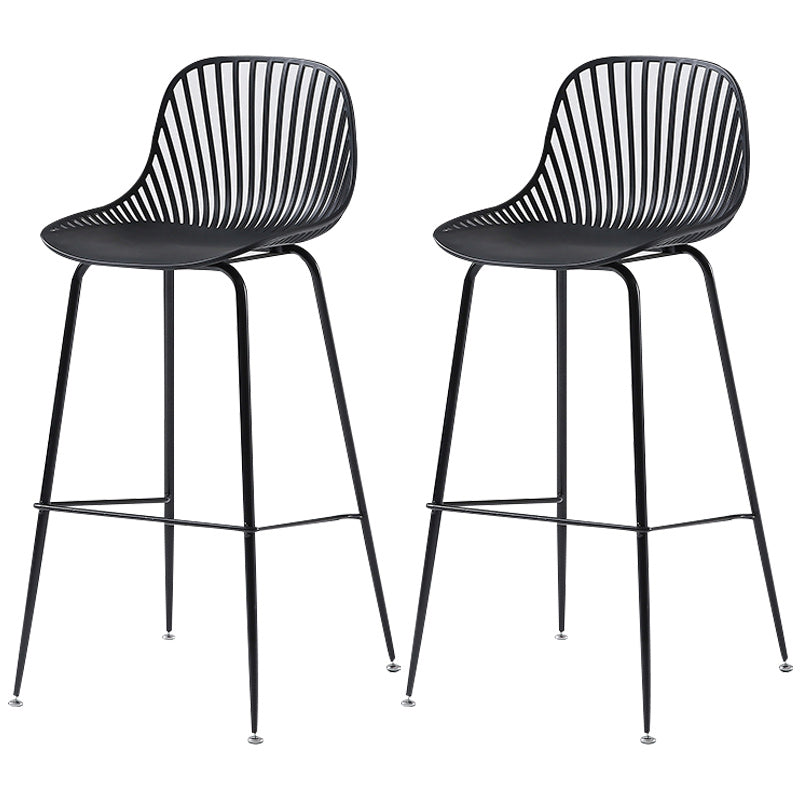 41" Height Backrest Armless Counter Stool Modern Iron Bar Stool with Plastic Cushion Black 2 Piece Set Clearhalo 'Bar Furniture' 'Bar Stools' 'bar_stools' 'furn' 'furn_bar_stools' 'Furniture' 'Kitchen & Dining Furniture' 5267864