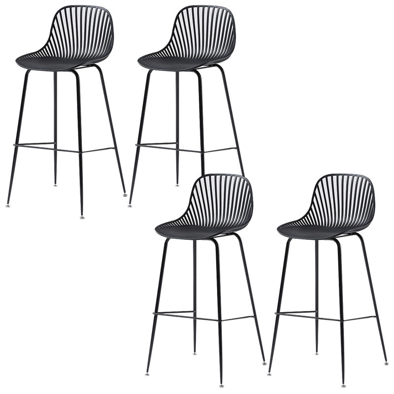 41" Height Backrest Armless Counter Stool Modern Iron Bar Stool with Plastic Cushion Black 4 Piece Set Clearhalo 'Bar Furniture' 'Bar Stools' 'bar_stools' 'furn' 'furn_bar_stools' 'Furniture' 'Kitchen & Dining Furniture' 5267866