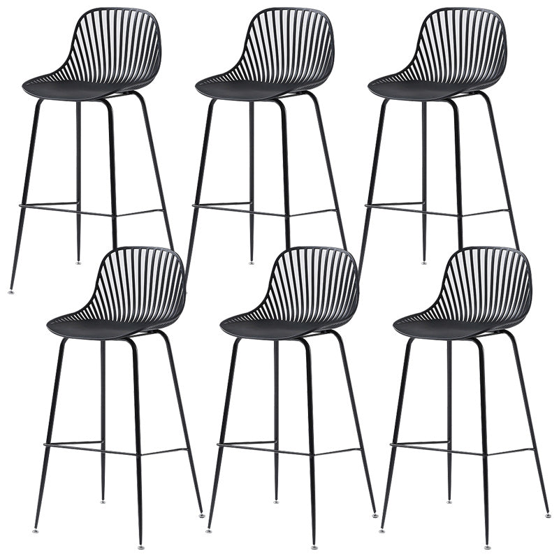 41" Height Backrest Armless Counter Stool Modern Iron Bar Stool with Plastic Cushion Black 6 Piece Set Clearhalo 'Bar Furniture' 'Bar Stools' 'bar_stools' 'furn' 'furn_bar_stools' 'Furniture' 'Kitchen & Dining Furniture' 5267868