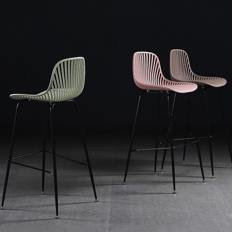 41" Height Backrest Armless Counter Stool Modern Iron Bar Stool with Plastic Cushion Clearhalo 'Bar Furniture' 'Bar Stools' 'bar_stools' 'furn' 'furn_bar_stools' 'Furniture' 'Kitchen & Dining Furniture' 5267869