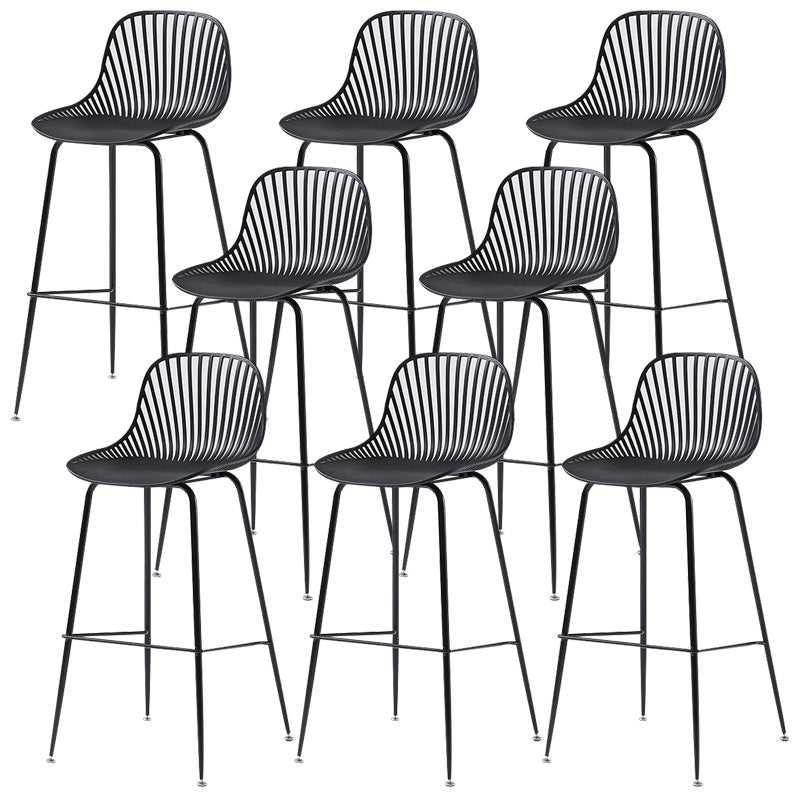 41" Height Backrest Armless Counter Stool Modern Iron Bar Stool with Plastic Cushion Black 8 Piece Set Clearhalo 'Bar Furniture' 'Bar Stools' 'bar_stools' 'furn' 'furn_bar_stools' 'Furniture' 'Kitchen & Dining Furniture' 5267870