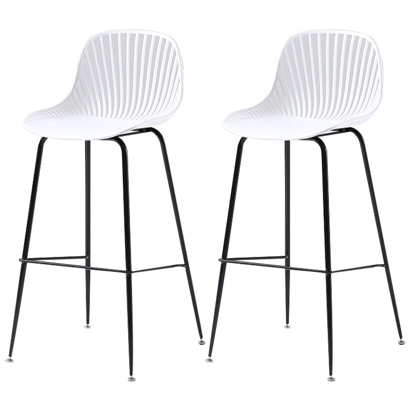 41" Height Backrest Armless Counter Stool Modern Iron Bar Stool with Plastic Cushion White 2 Piece Set Clearhalo 'Bar Furniture' 'Bar Stools' 'bar_stools' 'furn' 'furn_bar_stools' 'Furniture' 'Kitchen & Dining Furniture' 5267871