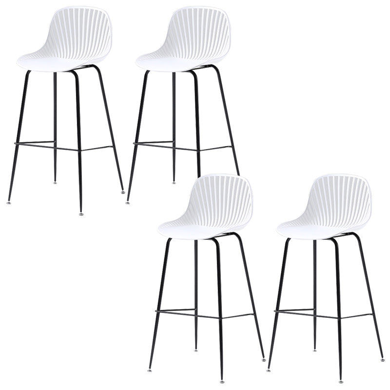 41" Height Backrest Armless Counter Stool Modern Iron Bar Stool with Plastic Cushion White 4 Piece Set Clearhalo 'Bar Furniture' 'Bar Stools' 'bar_stools' 'furn' 'furn_bar_stools' 'Furniture' 'Kitchen & Dining Furniture' 5267873