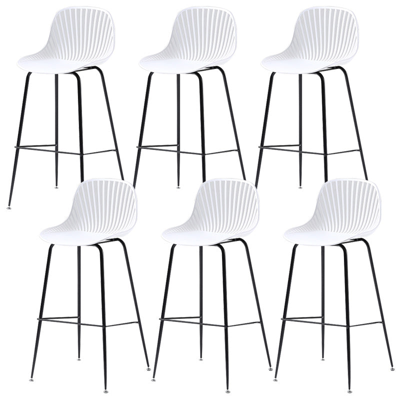 41" Height Backrest Armless Counter Stool Modern Iron Bar Stool with Plastic Cushion White 6 Piece Set Clearhalo 'Bar Furniture' 'Bar Stools' 'bar_stools' 'furn' 'furn_bar_stools' 'Furniture' 'Kitchen & Dining Furniture' 5267876