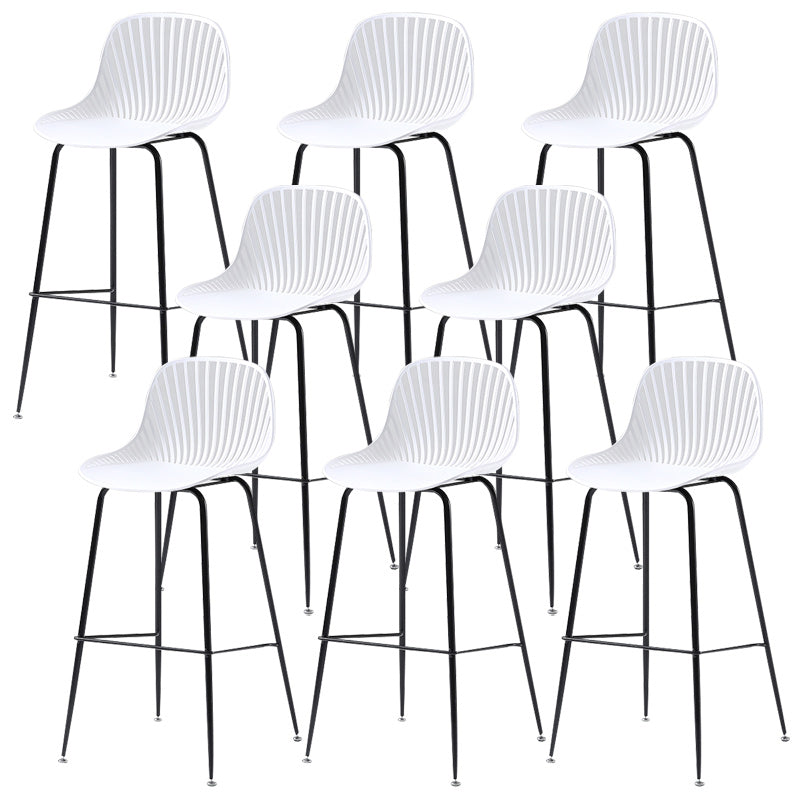 41" Height Backrest Armless Counter Stool Modern Iron Bar Stool with Plastic Cushion White 8 Piece Set Clearhalo 'Bar Furniture' 'Bar Stools' 'bar_stools' 'furn' 'furn_bar_stools' 'Furniture' 'Kitchen & Dining Furniture' 5267877