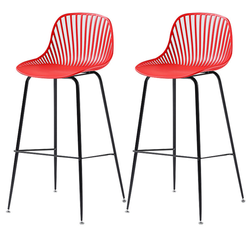 41" Height Backrest Armless Counter Stool Modern Iron Bar Stool with Plastic Cushion Red 2 Piece Set Clearhalo 'Bar Furniture' 'Bar Stools' 'bar_stools' 'furn' 'furn_bar_stools' 'Furniture' 'Kitchen & Dining Furniture' 5267880