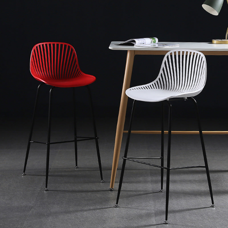 41" Height Backrest Armless Counter Stool Modern Iron Bar Stool with Plastic Cushion Clearhalo 'Bar Furniture' 'Bar Stools' 'bar_stools' 'furn' 'furn_bar_stools' 'Furniture' 'Kitchen & Dining Furniture' 5267881