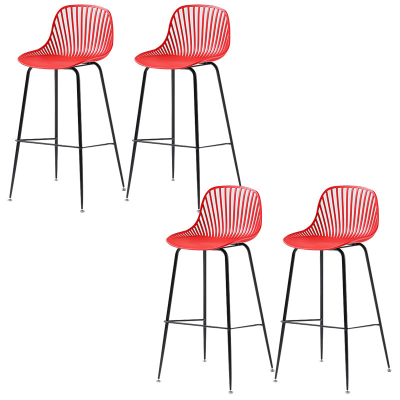 41" Height Backrest Armless Counter Stool Modern Iron Bar Stool with Plastic Cushion Red 4 Piece Set Clearhalo 'Bar Furniture' 'Bar Stools' 'bar_stools' 'furn' 'furn_bar_stools' 'Furniture' 'Kitchen & Dining Furniture' 5267882