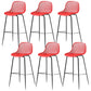 41" Height Backrest Armless Counter Stool Modern Iron Bar Stool with Plastic Cushion Red 6 Piece Set Clearhalo 'Bar Furniture' 'Bar Stools' 'bar_stools' 'furn' 'furn_bar_stools' 'Furniture' 'Kitchen & Dining Furniture' 5267883