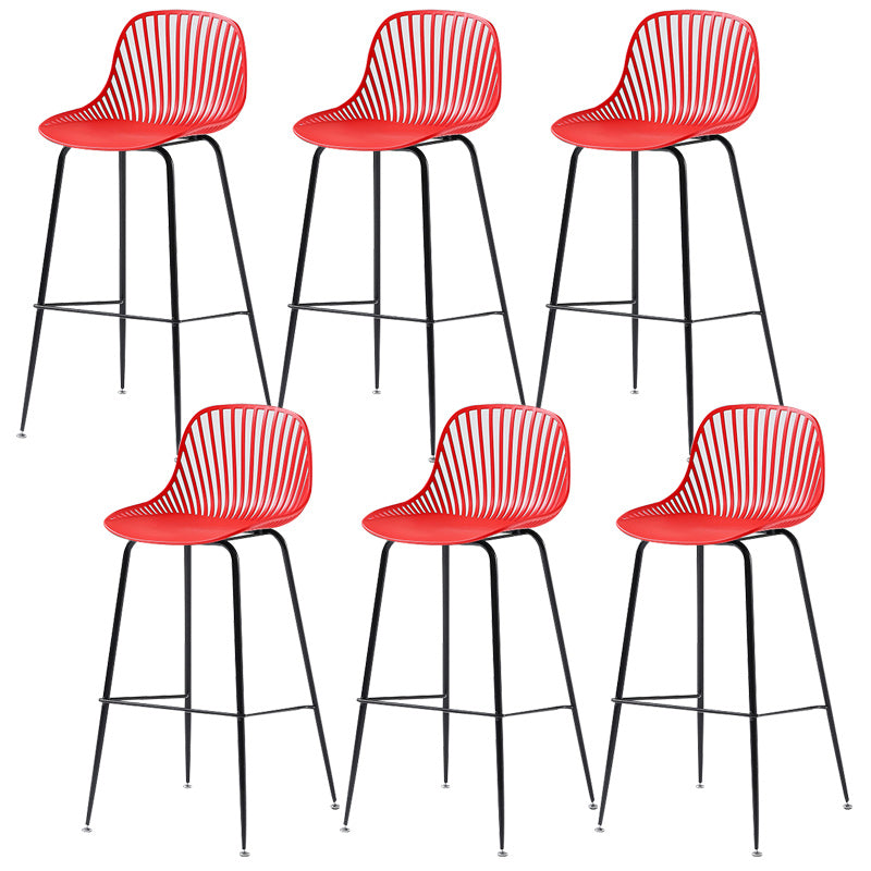 41" Height Backrest Armless Counter Stool Modern Iron Bar Stool with Plastic Cushion Red 6 Piece Set Clearhalo 'Bar Furniture' 'Bar Stools' 'bar_stools' 'furn' 'furn_bar_stools' 'Furniture' 'Kitchen & Dining Furniture' 5267883