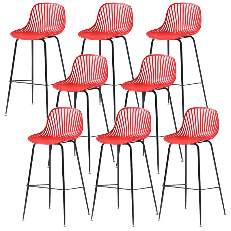 41" Height Backrest Armless Counter Stool Modern Iron Bar Stool with Plastic Cushion Red 8 Piece Set Clearhalo 'Bar Furniture' 'Bar Stools' 'bar_stools' 'furn' 'furn_bar_stools' 'Furniture' 'Kitchen & Dining Furniture' 5267885