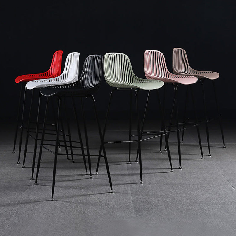 41" Height Backrest Armless Counter Stool Modern Iron Bar Stool with Plastic Cushion Clearhalo 'Bar Furniture' 'Bar Stools' 'bar_stools' 'furn' 'furn_bar_stools' 'Furniture' 'Kitchen & Dining Furniture' 5267886