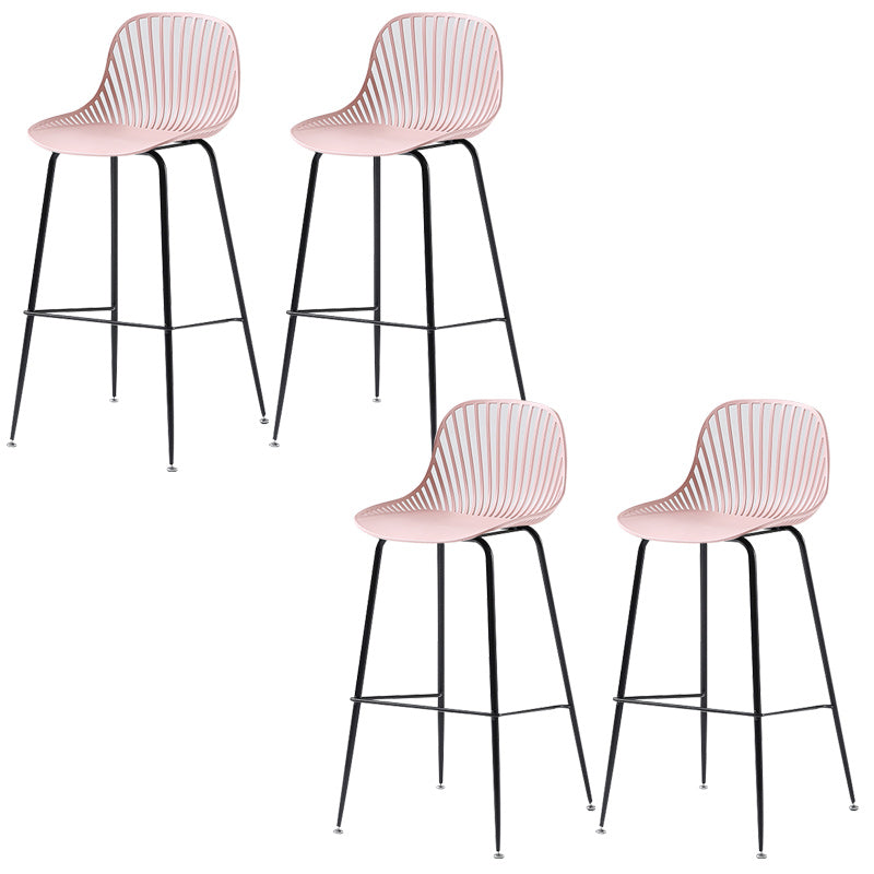 41" Height Backrest Armless Counter Stool Modern Iron Bar Stool with Plastic Cushion Pink 4 Piece Set Clearhalo 'Bar Furniture' 'Bar Stools' 'bar_stools' 'furn' 'furn_bar_stools' 'Furniture' 'Kitchen & Dining Furniture' 5267889
