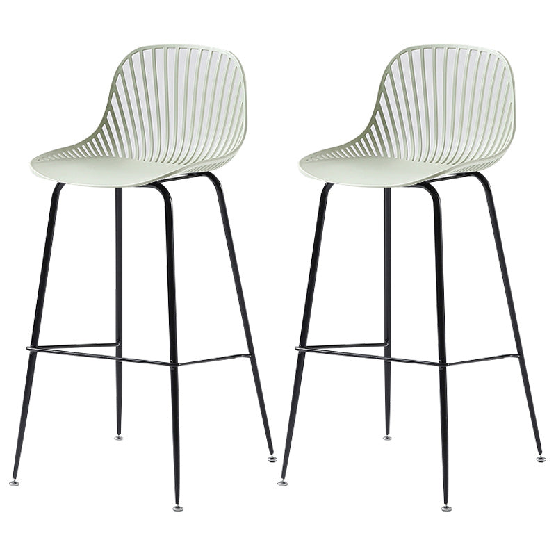 41" Height Backrest Armless Counter Stool Modern Iron Bar Stool with Plastic Cushion Green 2 Piece Set Clearhalo 'Bar Furniture' 'Bar Stools' 'bar_stools' 'furn' 'furn_bar_stools' 'Furniture' 'Kitchen & Dining Furniture' 5267892