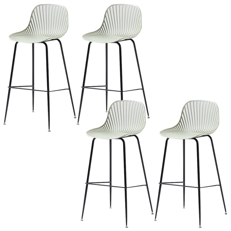 41" Height Backrest Armless Counter Stool Modern Iron Bar Stool with Plastic Cushion Green 4 Piece Set Clearhalo 'Bar Furniture' 'Bar Stools' 'bar_stools' 'furn' 'furn_bar_stools' 'Furniture' 'Kitchen & Dining Furniture' 5267893